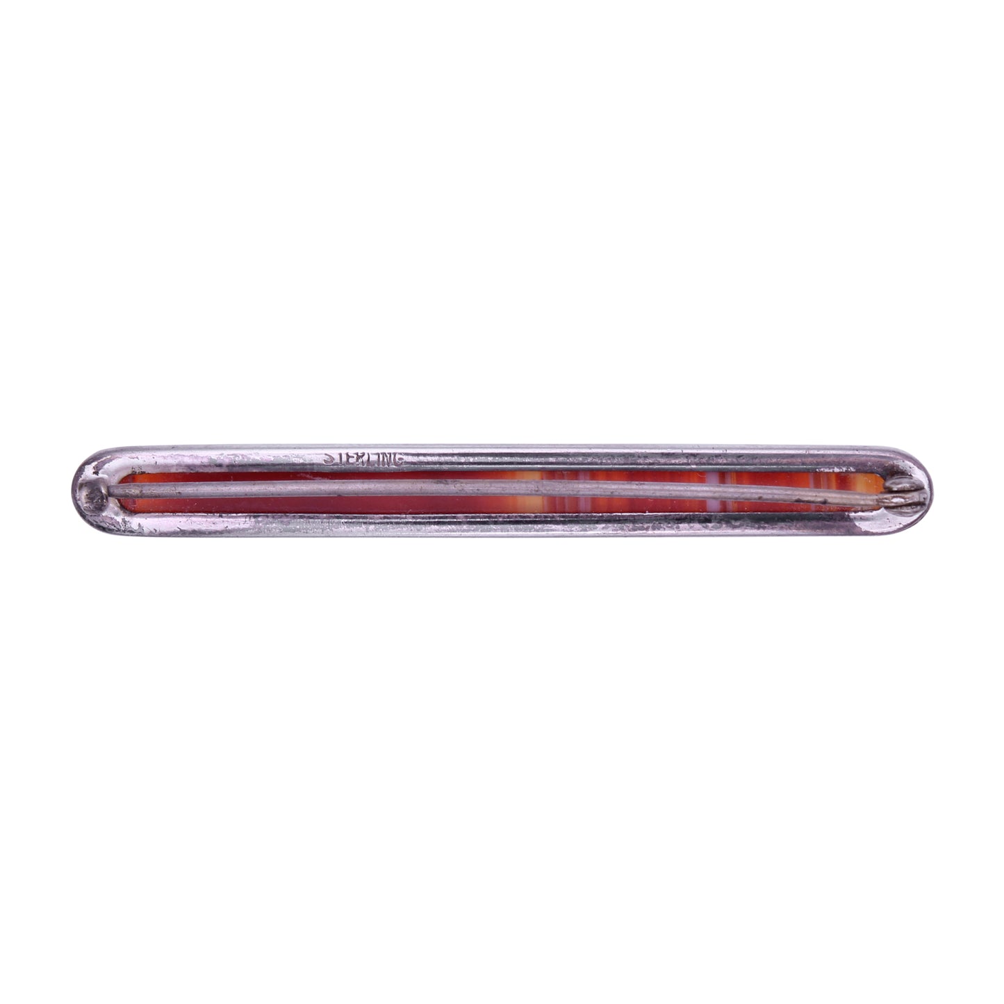 Victorian Agate Sterling Bar Pin Brooch Back