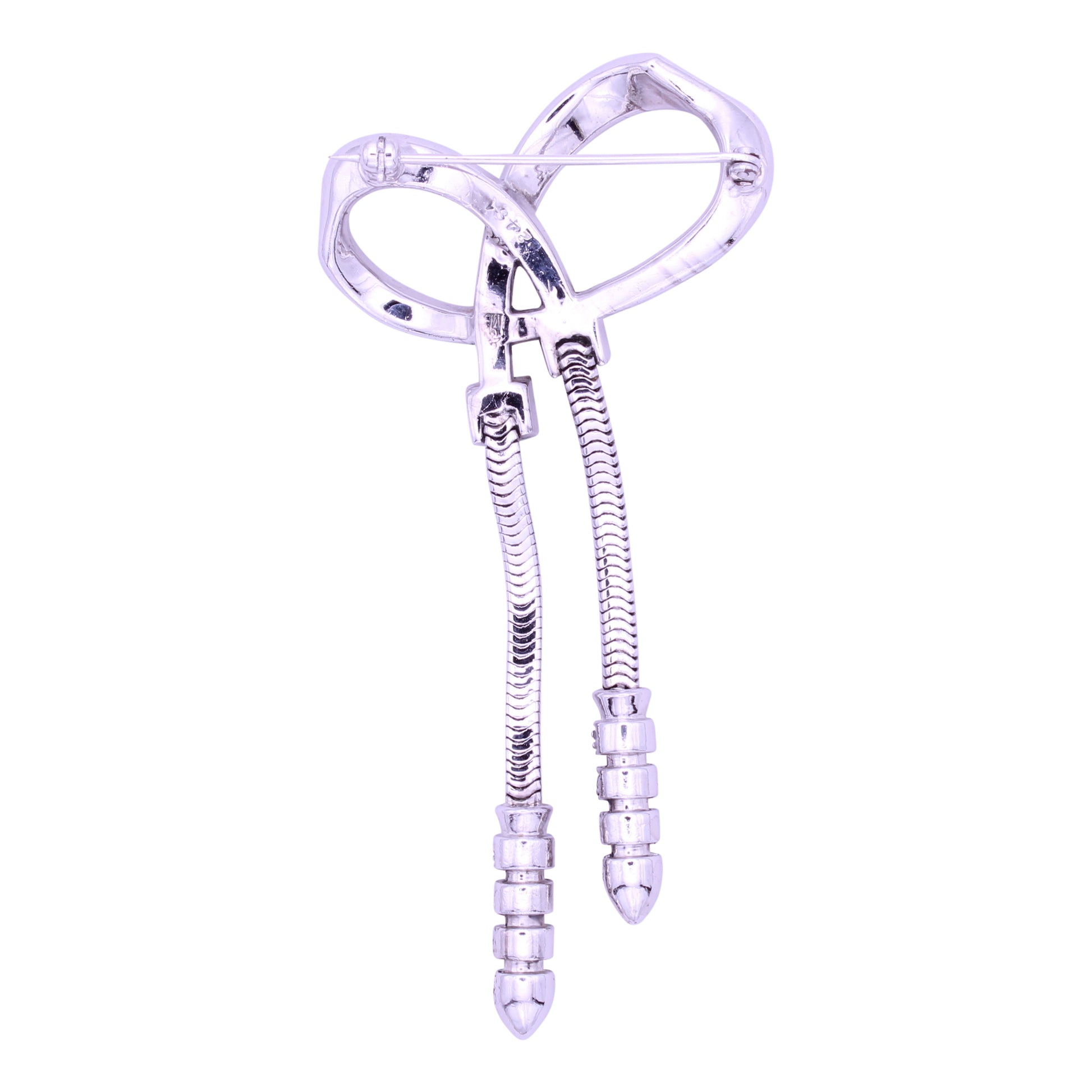 Vintage 1940s Boucher Rhinestone Bow Pin Brooch Back