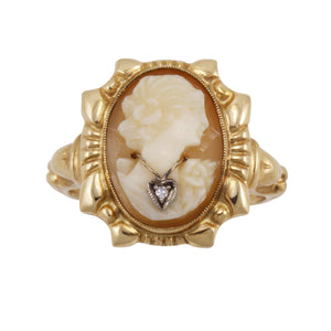 Cameo Diamond Habille 10k Gold Ring Front