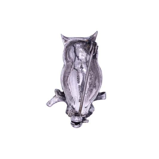 Alice Caviness Sterling Enamel Owl Pin Back