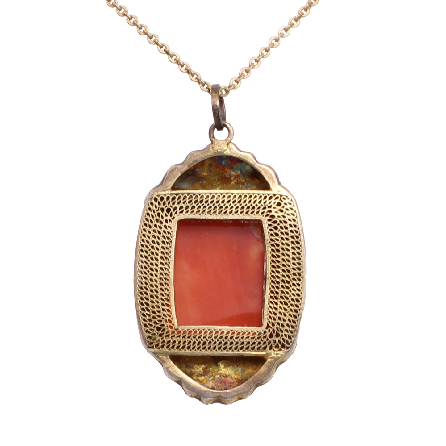Enamel and Coral Chinese Export Silver Pendant/Necklace Back