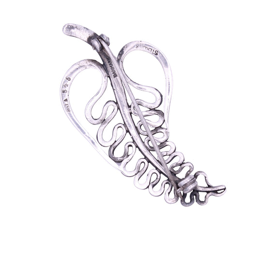 Vintage Just Andersen Denmark Sterling Silver Leaf Pin Brooch Back