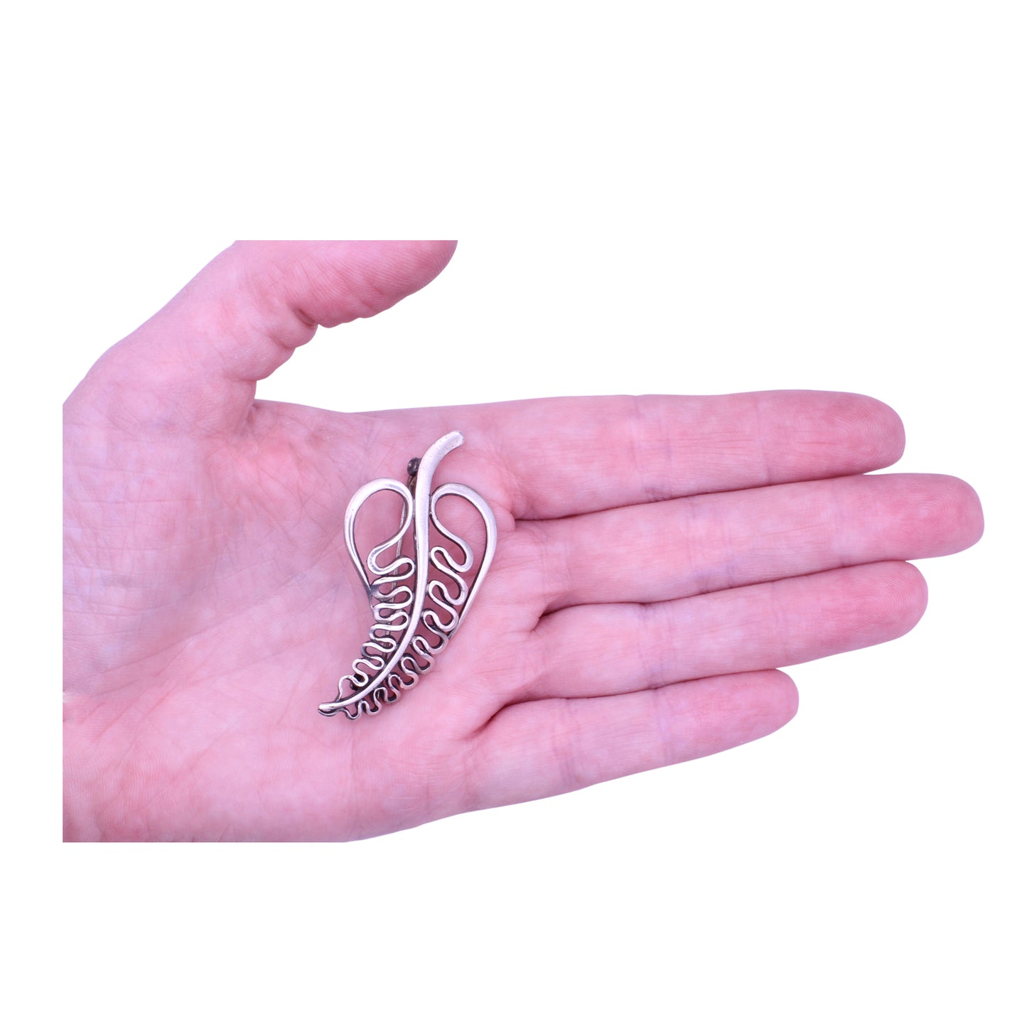 Vintage Just Andersen Denmark Sterling Silver Leaf Pin Brooch Held