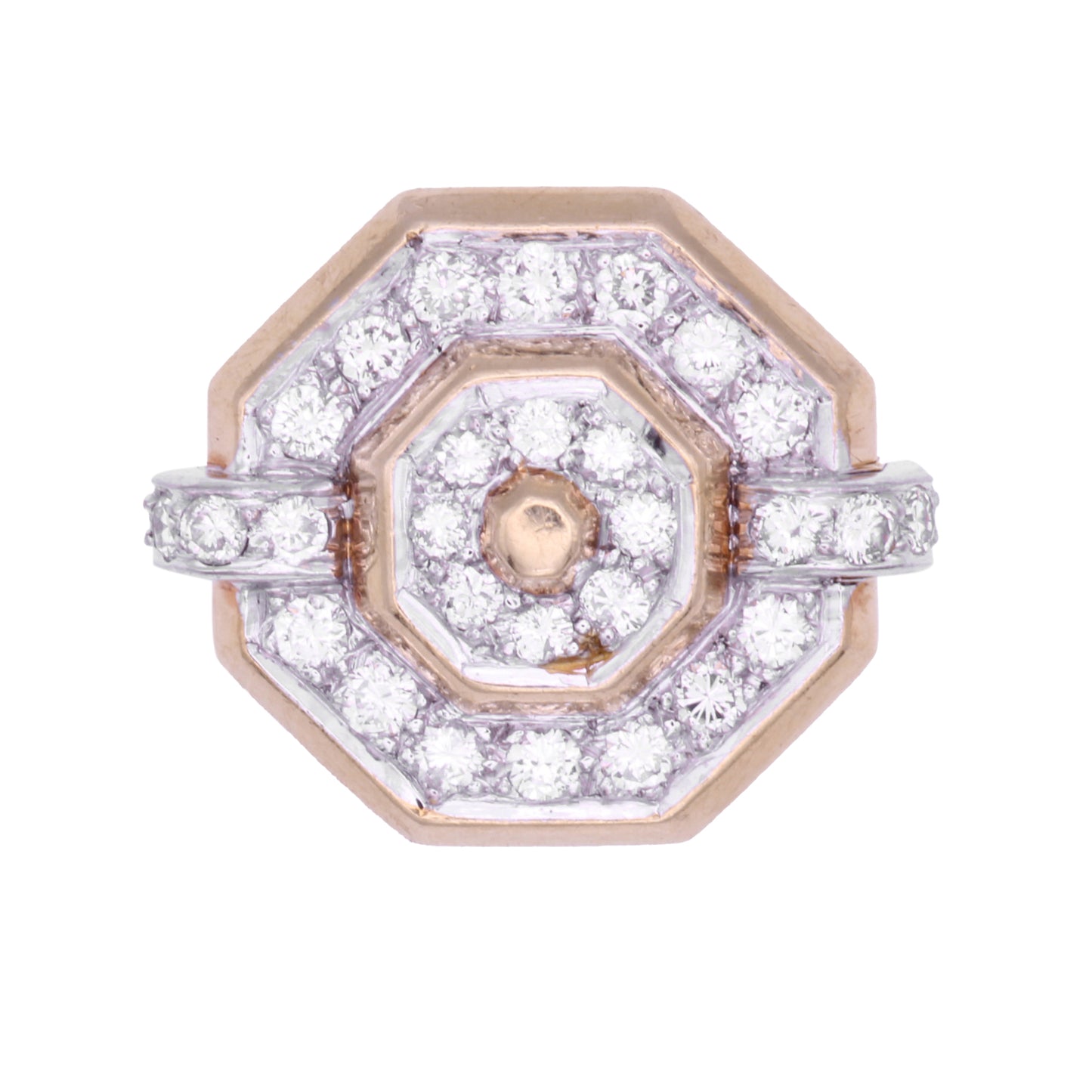 Vintage 18k Yellow and White Gold Diamond Cluster Ring Front