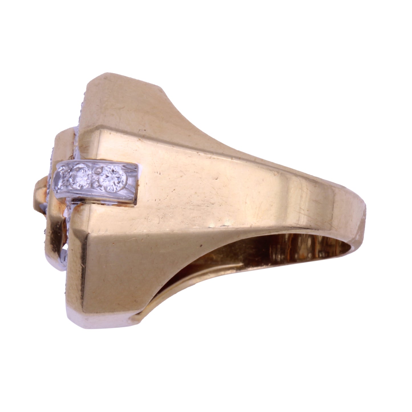 Vintage 18k Yellow and White Gold Diamond Cluster Ring Side