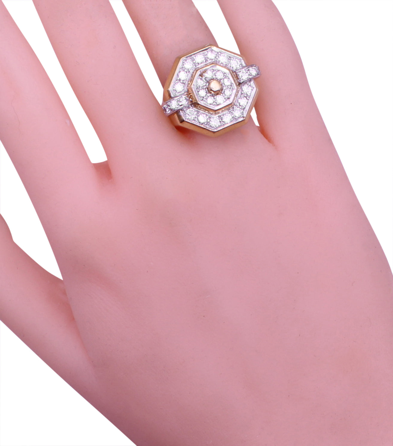 Vintage 18k Yellow and White Gold Diamond Cluster Ring Worn