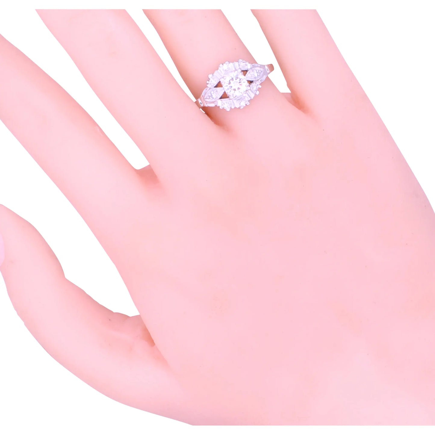 Vintage .5ct Diamond 14k White Gold Ring Worn