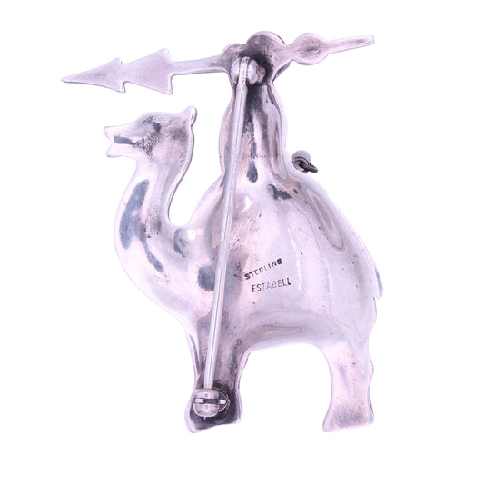 Estabell Sterling Rhinestone Warrior  on a Camel Pin Brooch Back