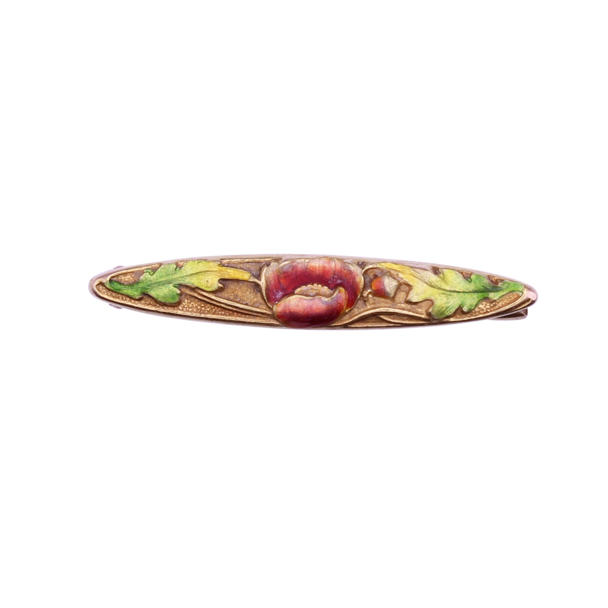 Art Nouveau Krementz Enamel Flower Bar Pin Brooch Front