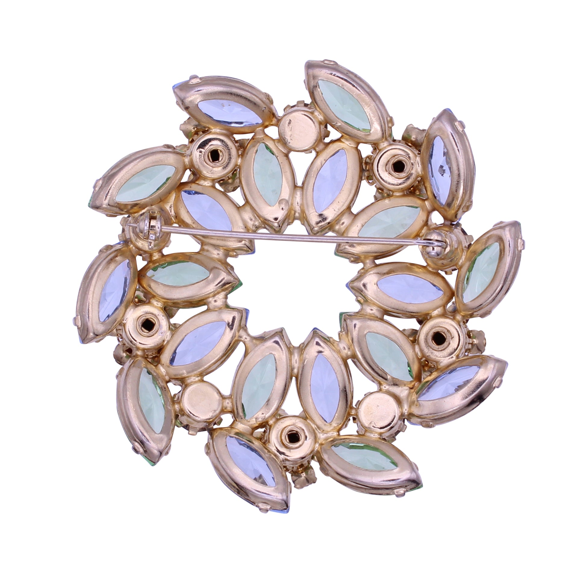 Pretty Pastel Rhinestone Wreath Pin Brooch Back