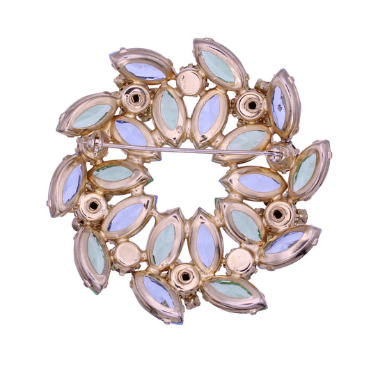 Pretty Pastel Rhinestone Wreath Pin Brooch Back