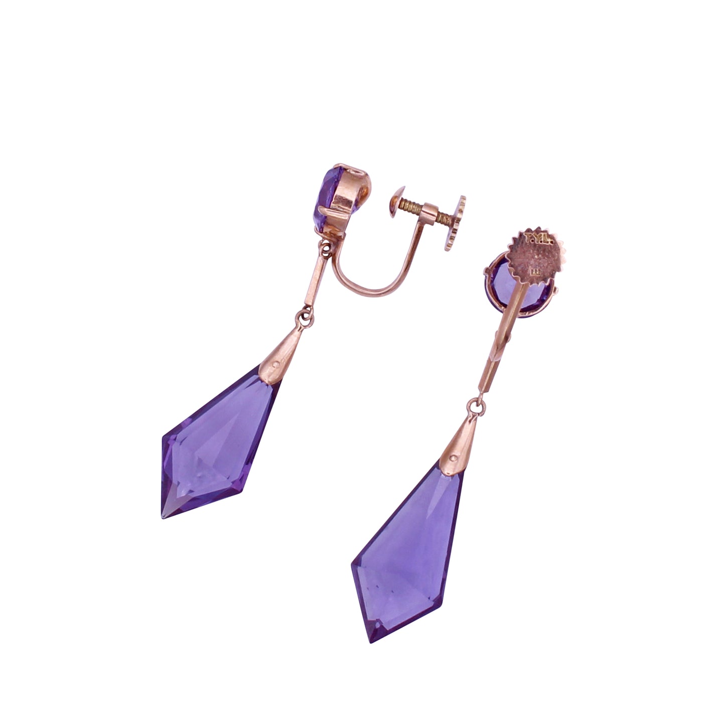 Vintage T.Y. Lee 14k Gold Sapphire Earrings Back