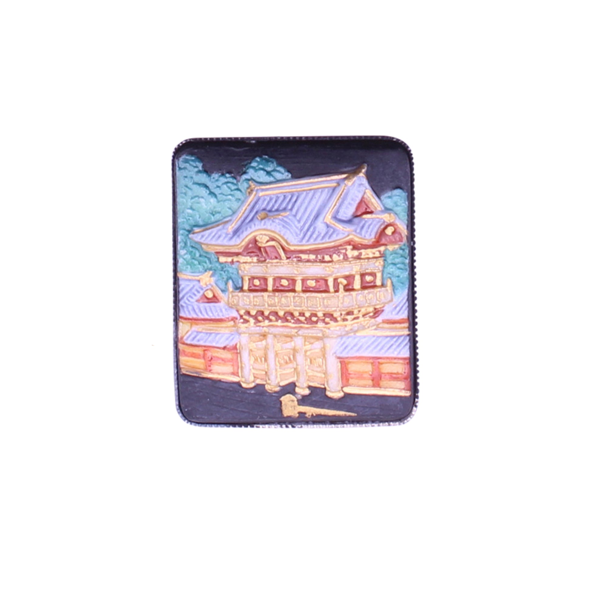 Toshikane Japan Arita Porcelain Nikko Toshogu Shrine Vintage Tie Tack Pin Front
