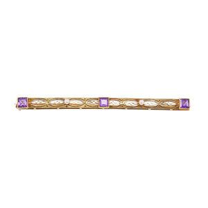 Antique Pearl and Amethyst 14k Gold Pin Brooch