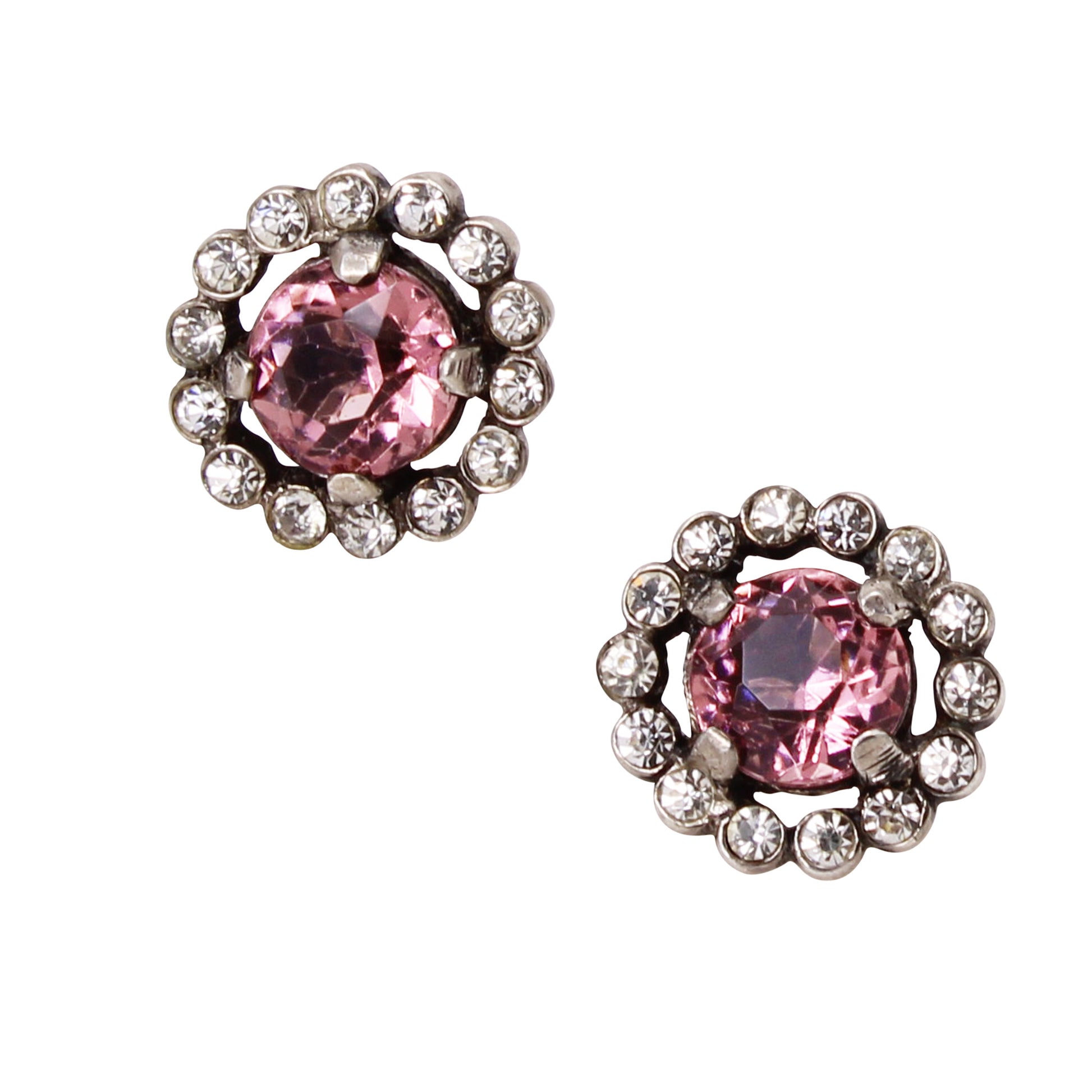 Amethyst Rhinestone Sterling Earrings