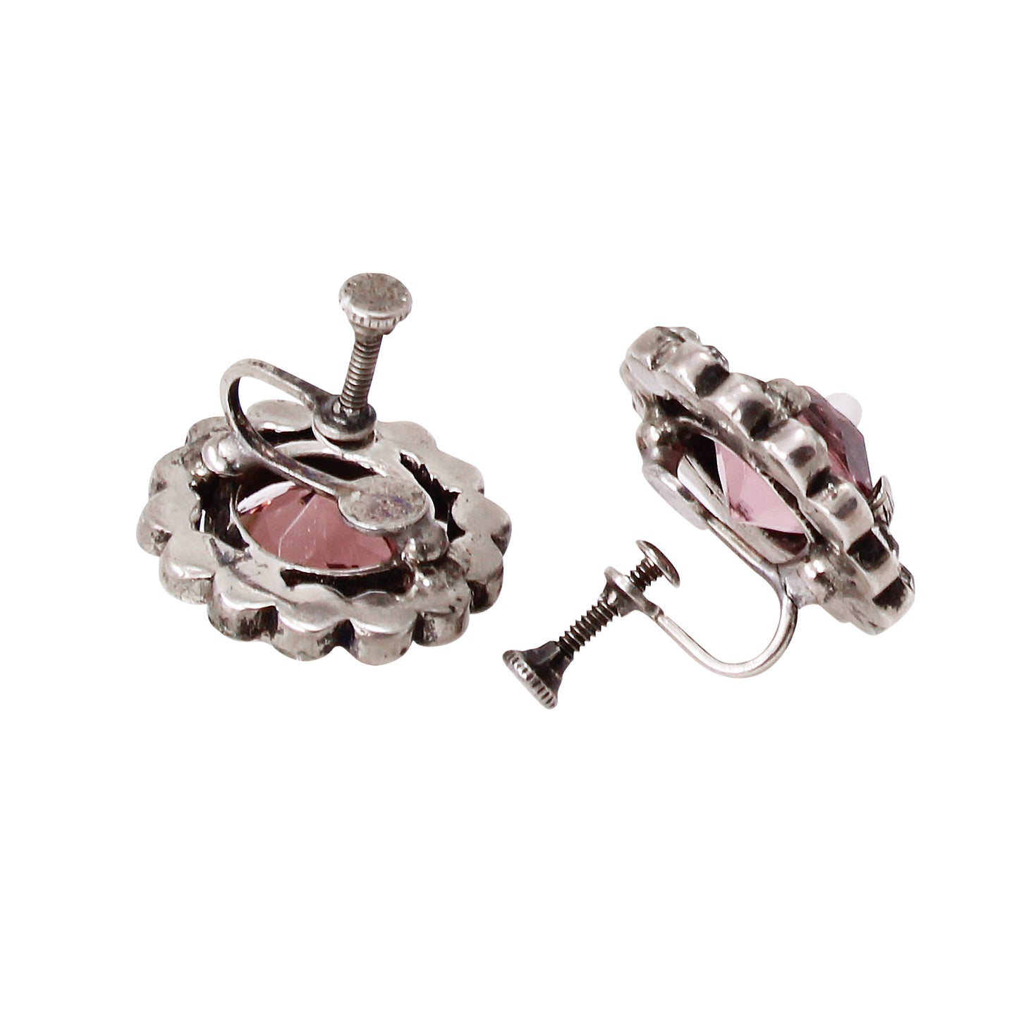 Amethyst Rhinestone Sterling Earrings Back