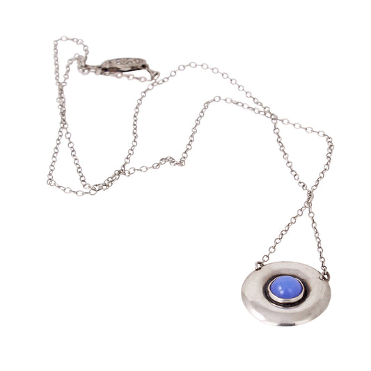 Arts & Crafts Sterling SIlver Glass Cabochon Pendant Full