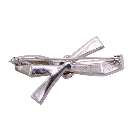 Marcel Boucher Early Emerald Green Rhinestone Bow Pin Brooch Back