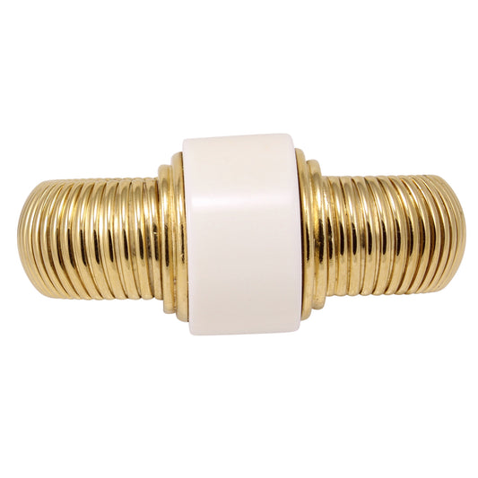 Sleek Ivory Resin Ribbed Bracelet Front