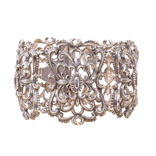 Sterling Silver Wide Scrollwork Bracelet Full