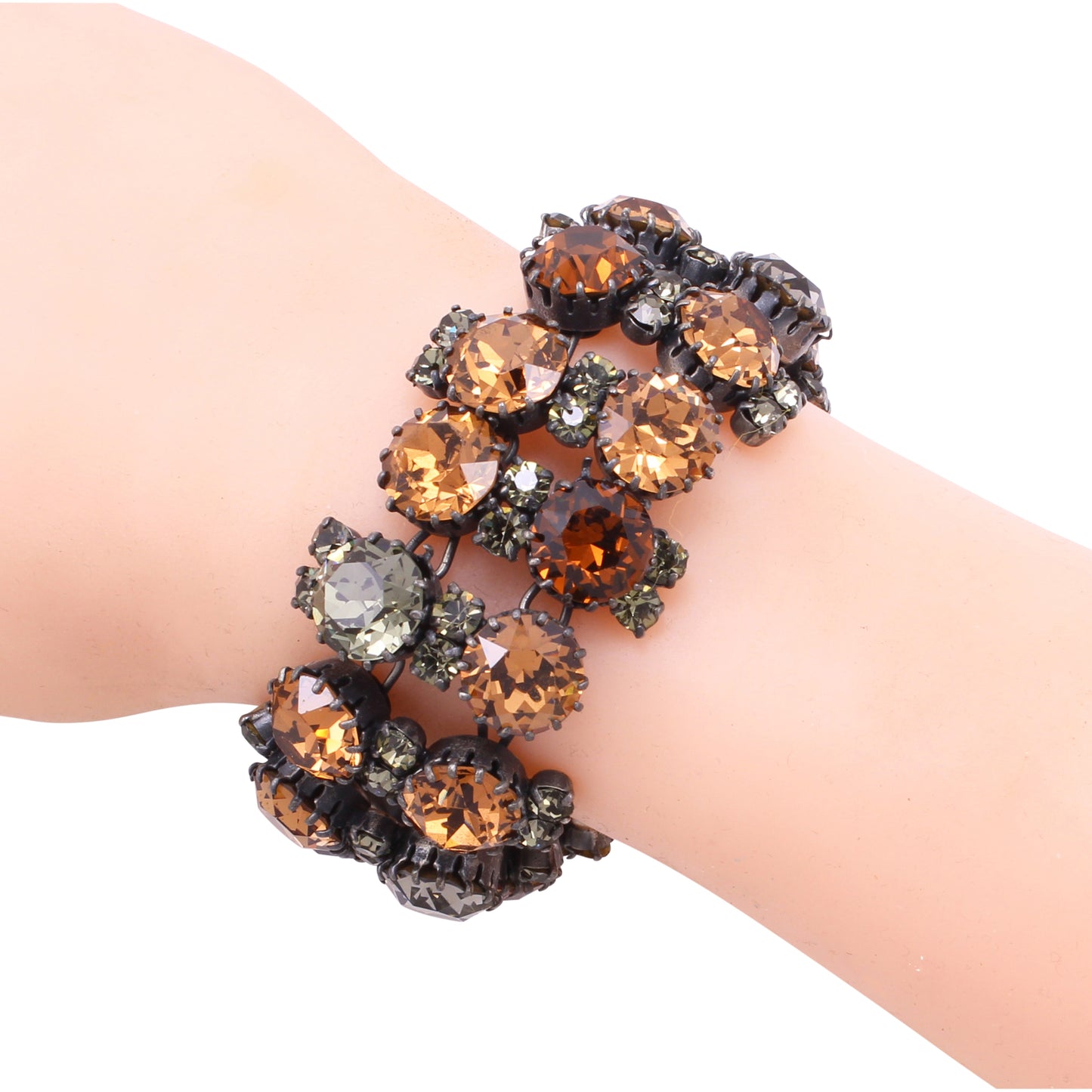 Black Diamond and Topaz Rhinestone Bracelet Worn