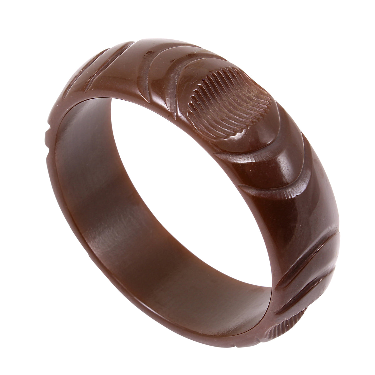 Vintage Carved Bakelite Bangle, Chunky 2024 Chocolate Brown Bangle, Boho Bakelite, Flower Bangle, Gift for Women, Birthday Gift for Mom