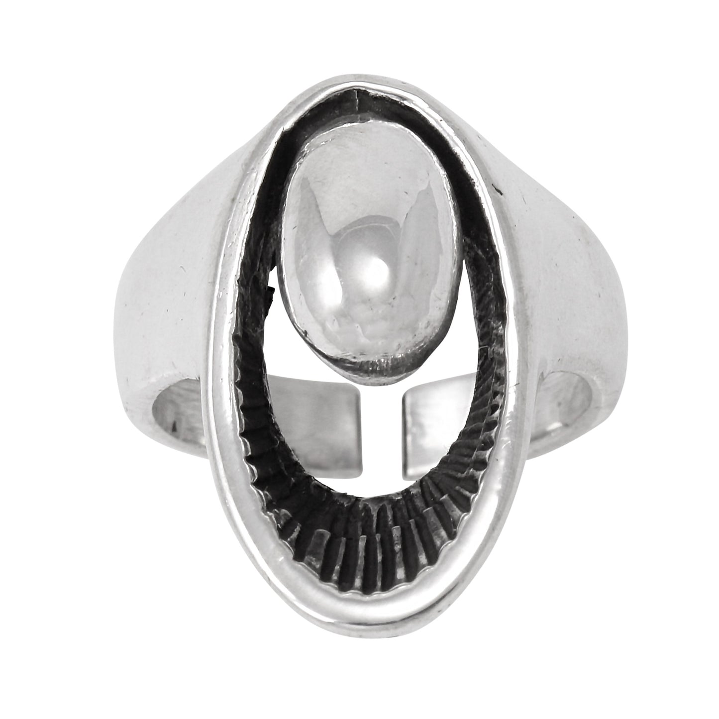 Brunel Italy Sterling Silver Modernist Ring Front