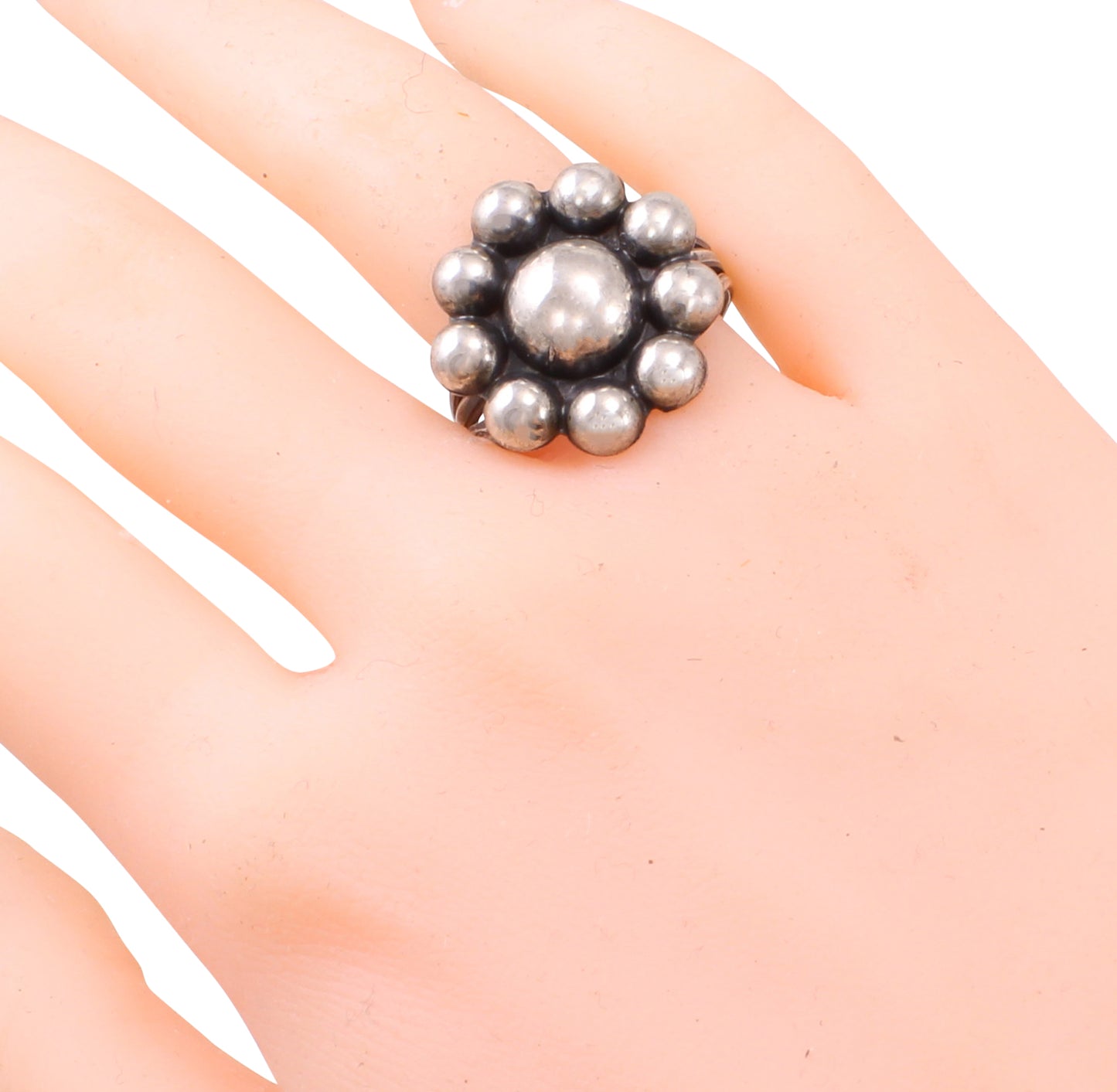 Navajo Sterling Silver Bump Ring Worn