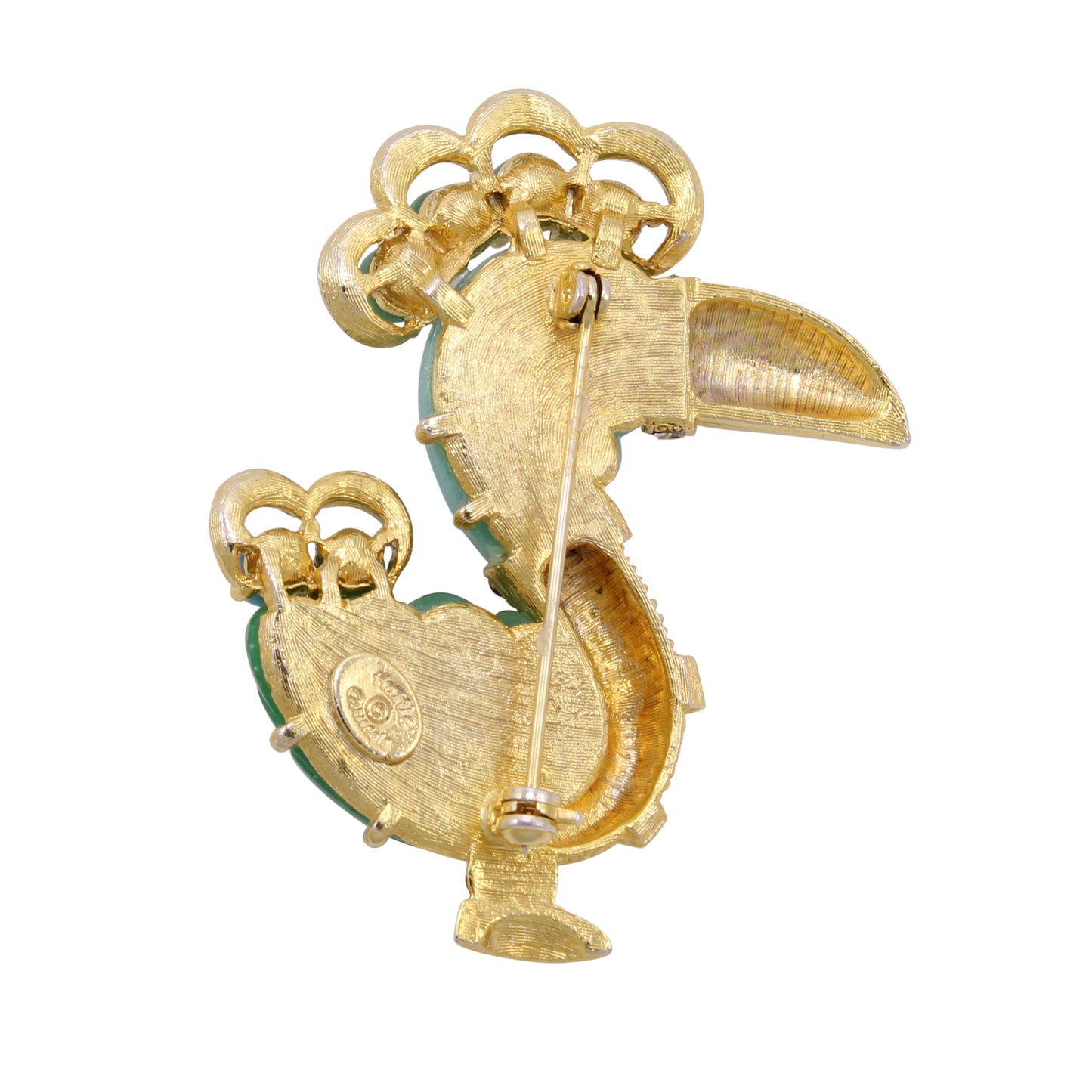 Hattie Carnegie Rhinestone Dodo Bird Pin Brooch Back