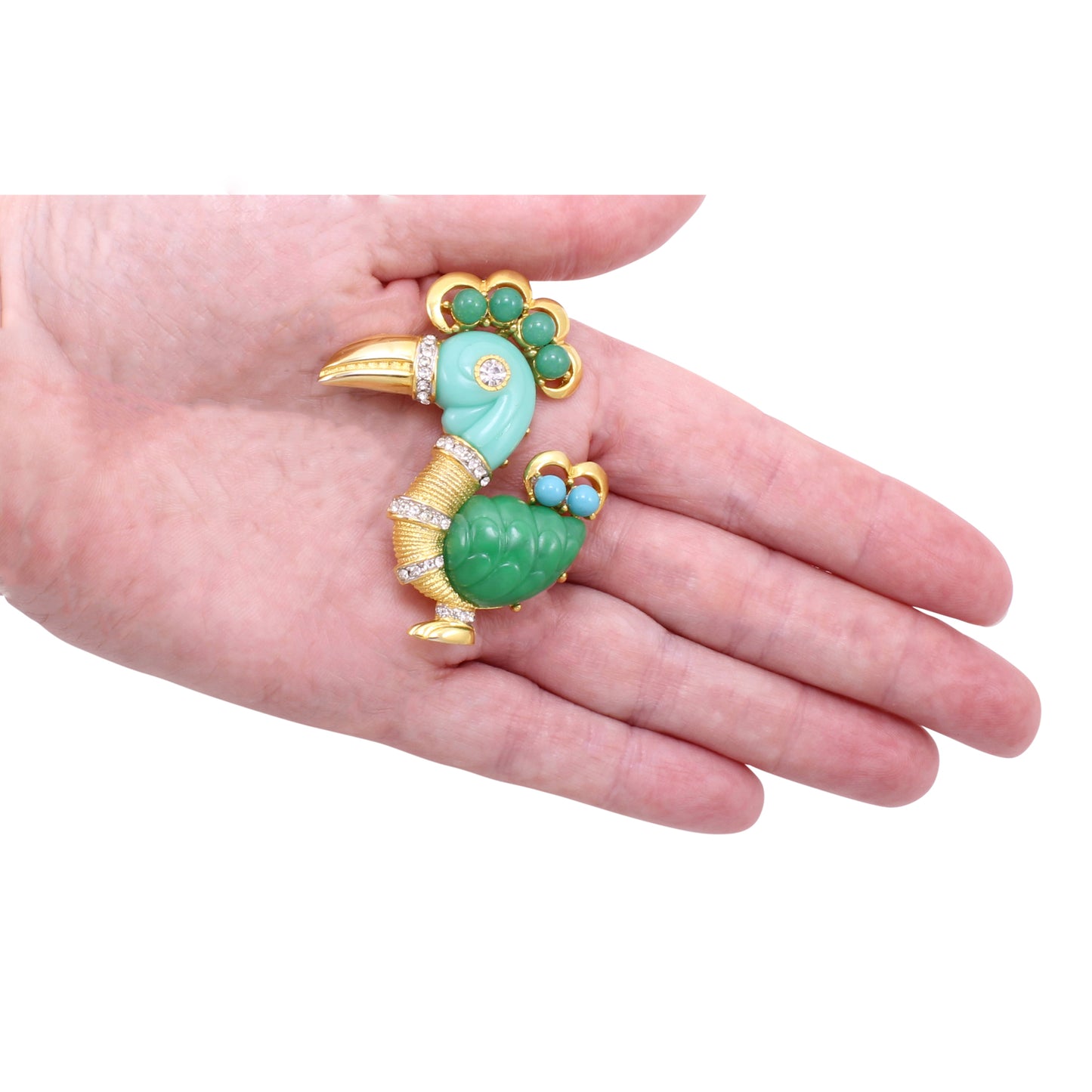 Hattie Carnegie Rhinestone Dodo Bird Pin Brooch Held