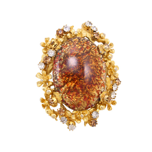 Alice Caviness Cats Eye Glass Large Pin Brooch Front