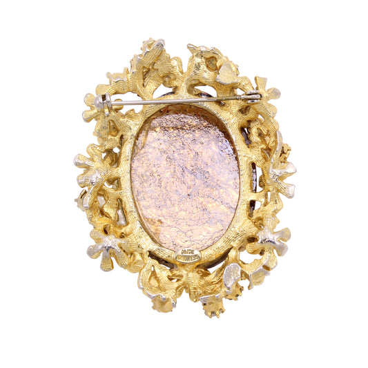 Alice Caviness Cats Eye Glass Large Pin Brooch Back