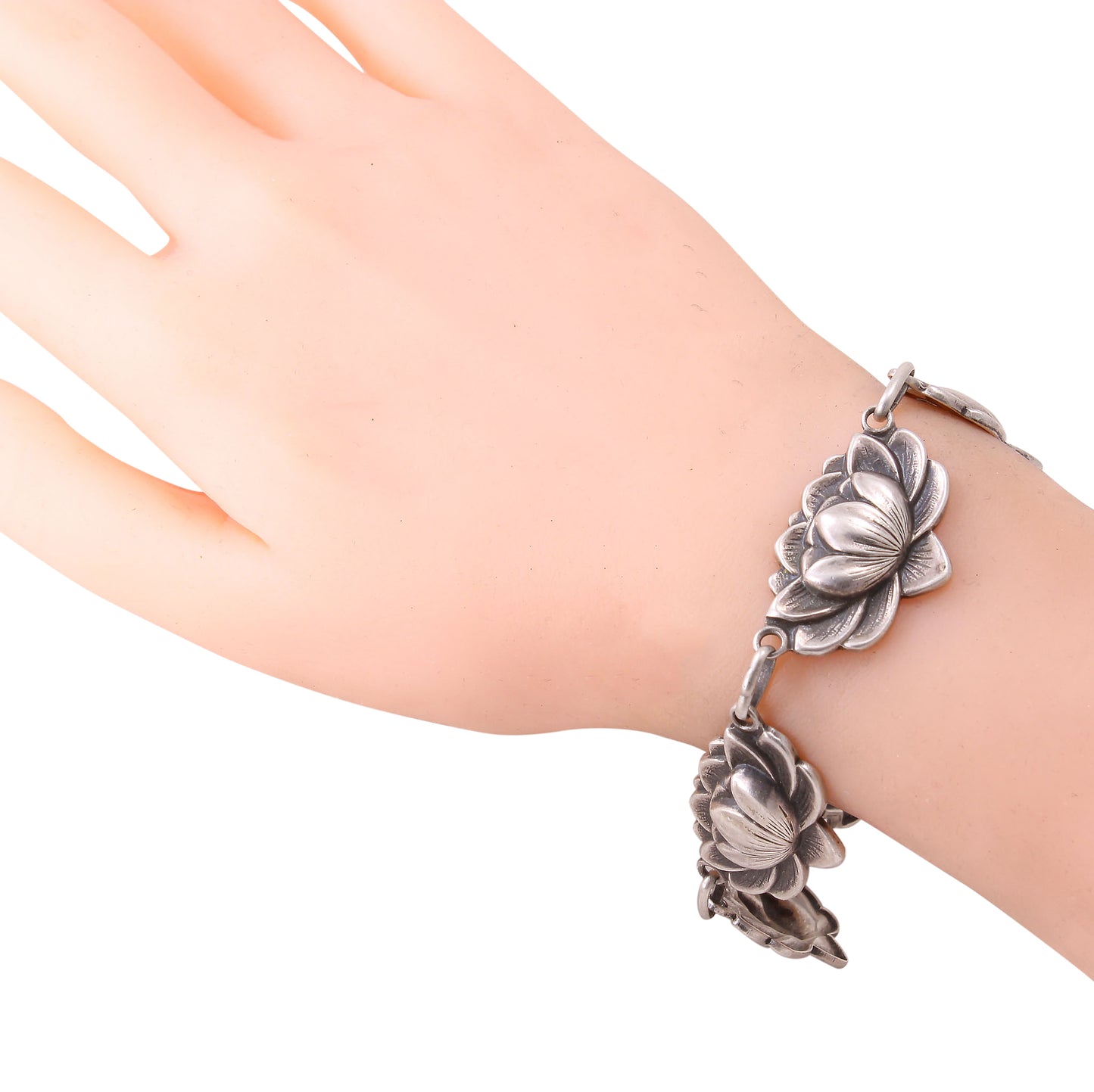 Danecraft Sterling Water Lily Flower Bracelet Worn
