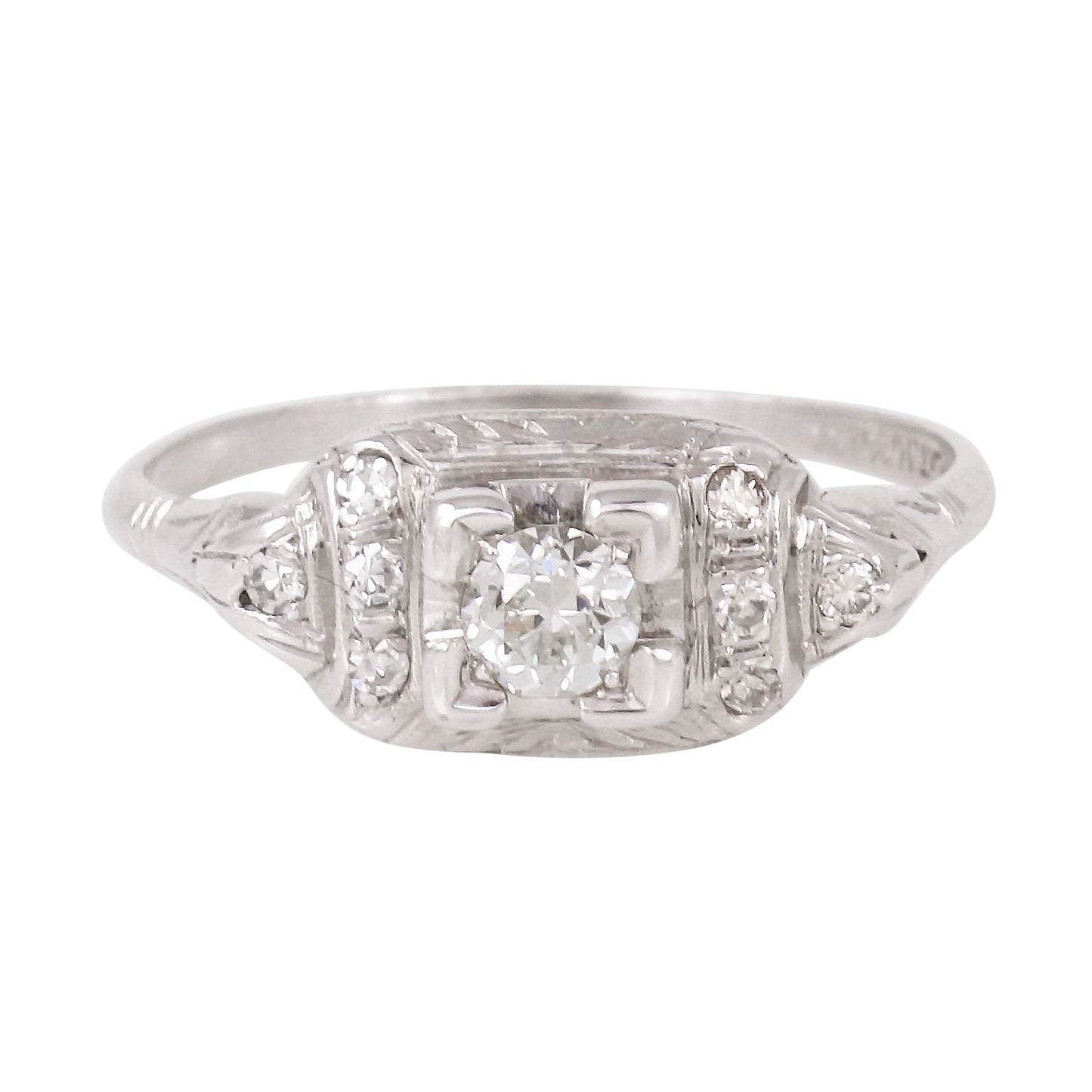 Vintage Platinum .37 cttw Diamond Ring Front