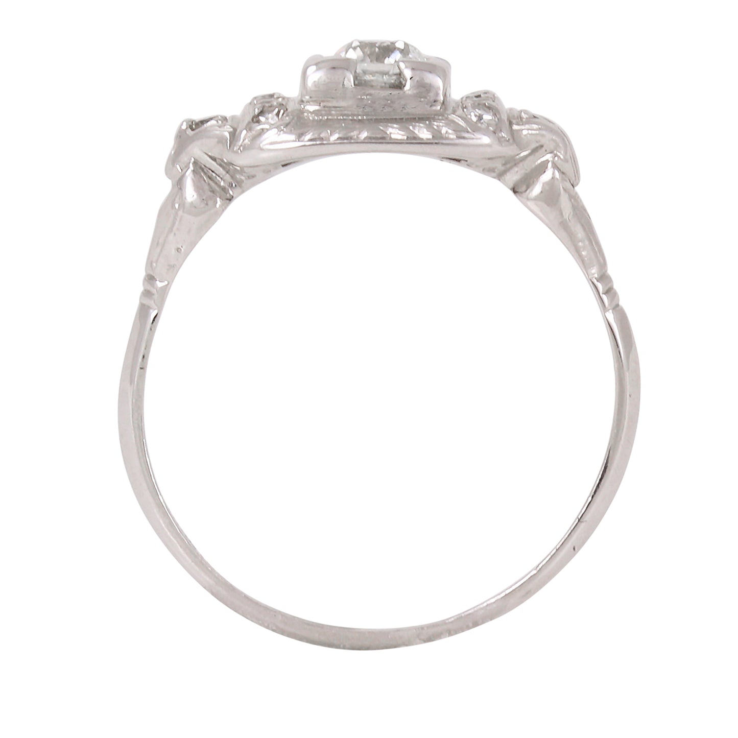 Vintage Platinum .37 cttw Diamond Ring Side