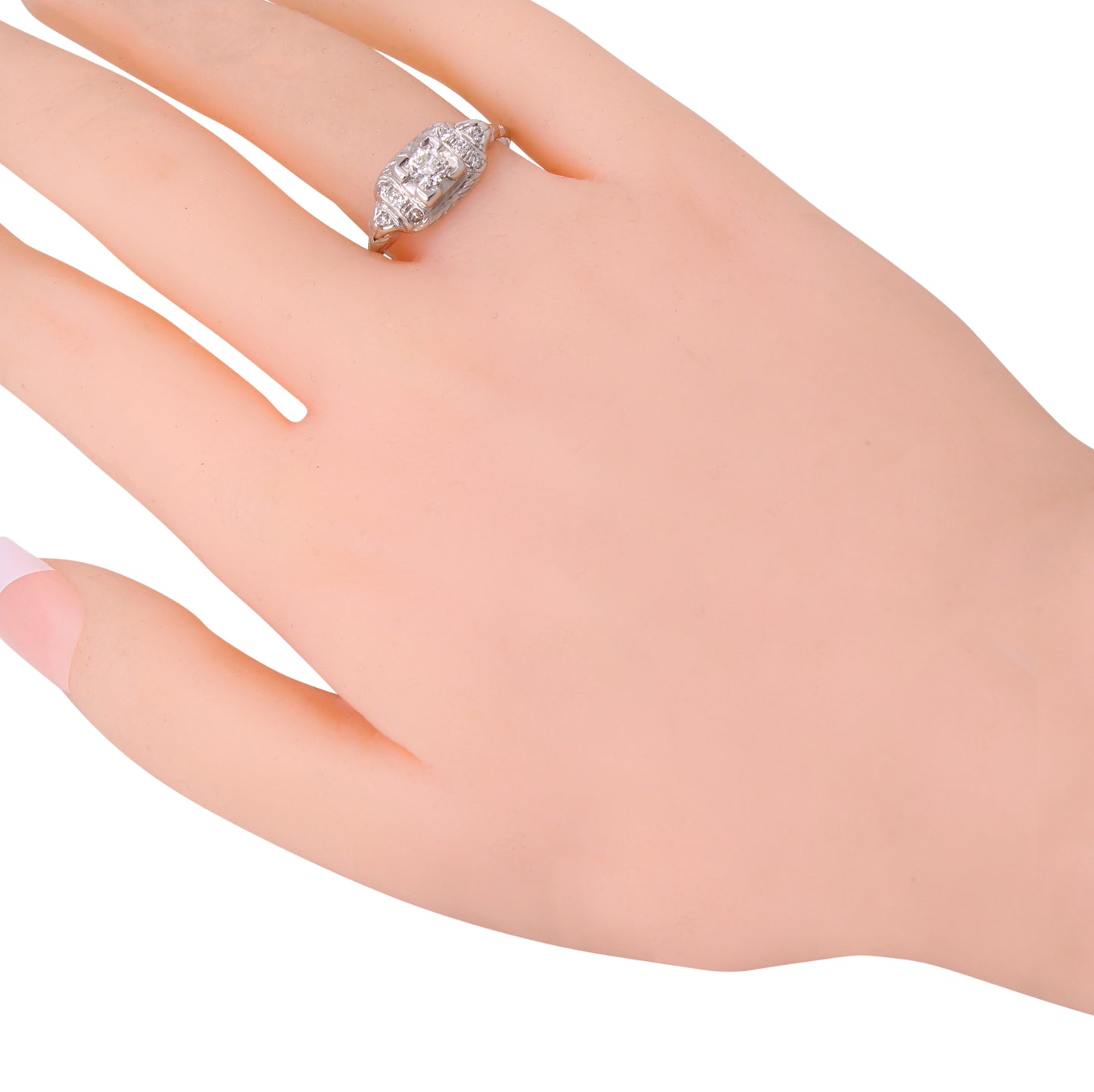 Vintage Platinum .37 cttw Diamond Ring Worn