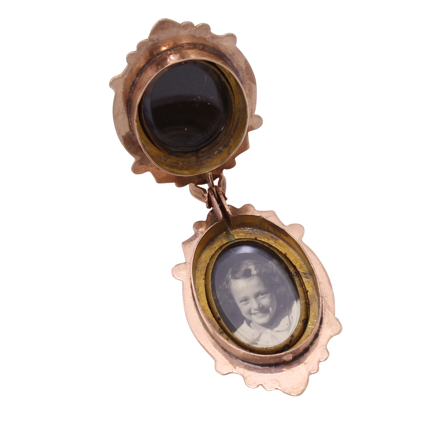 Victorian Double Sided 12k Gold Hardstone Locket Open