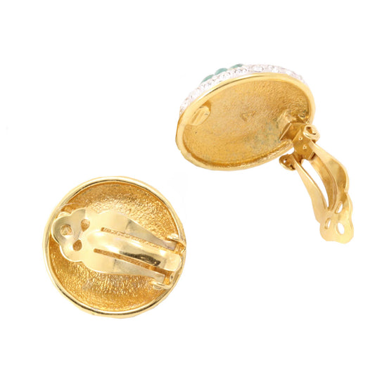 Emerald Green Glass Button Earrings Back