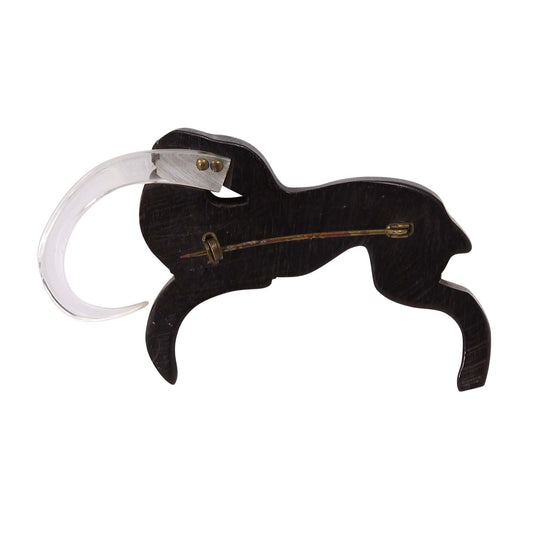 Ebony Wood and Lucite Impala/Gazelle Pin Back
