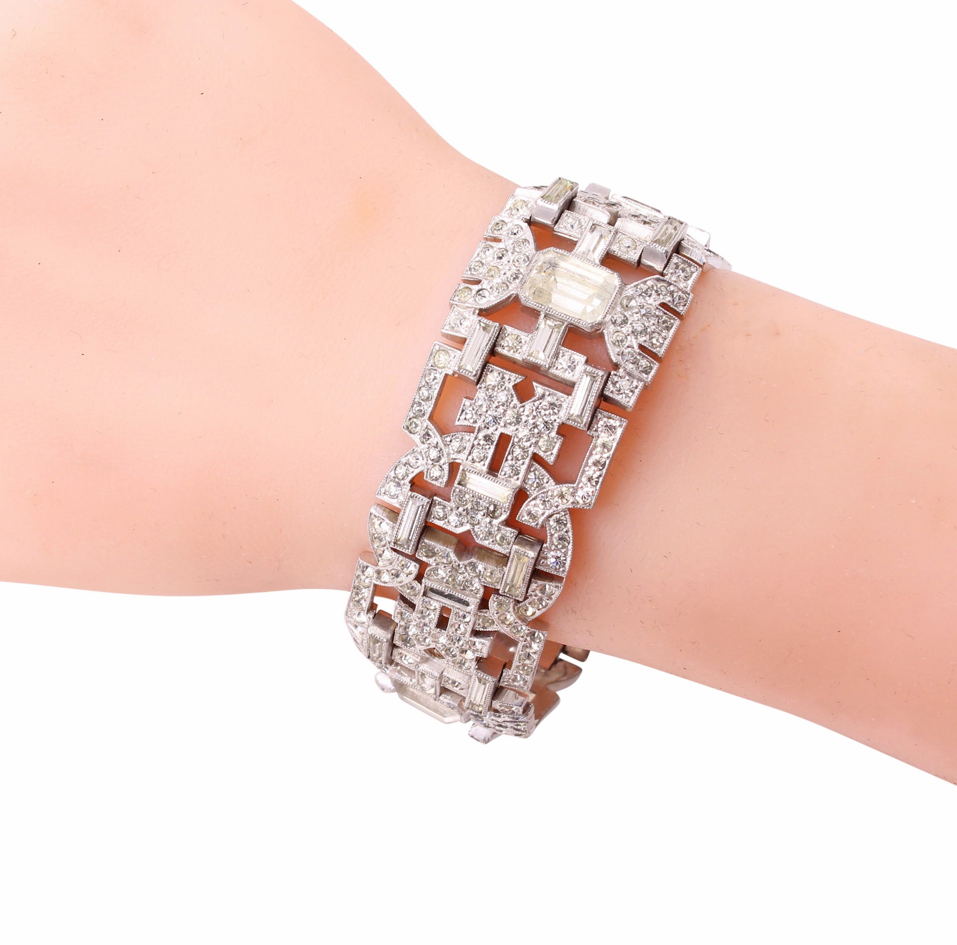 Sensational Art Deco Rhinestone Bracelet Worn