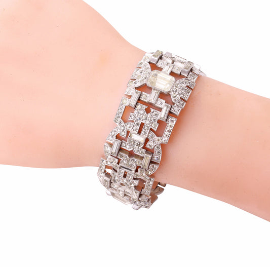 Sensational Art Deco Rhinestone Bracelet Worn