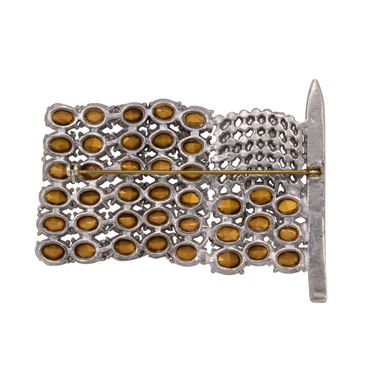 Rare Chanel Novelty Old Glory Rhinestone Flag Pin Brooch Back