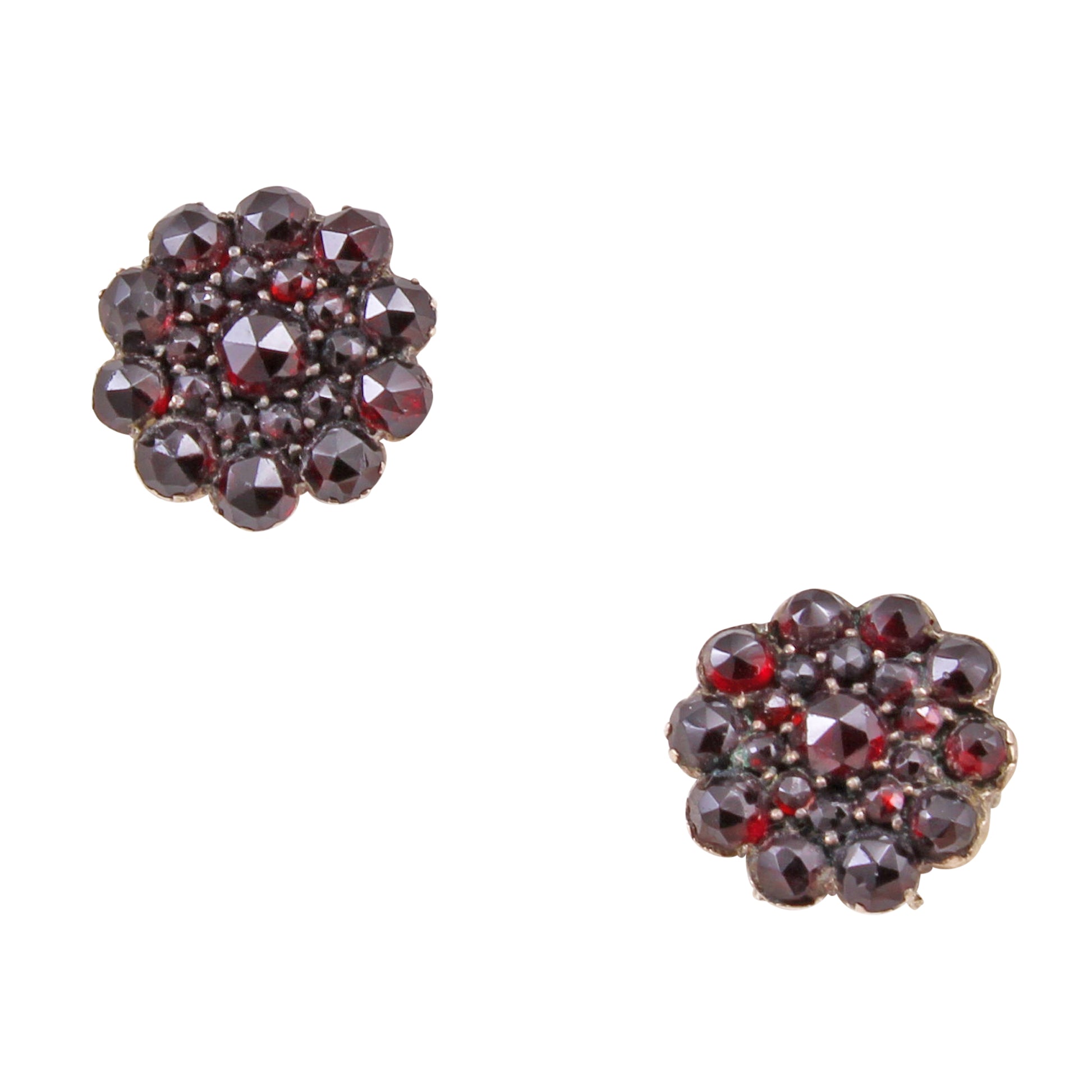 Victorian Bohemian Garnet Earrings Front