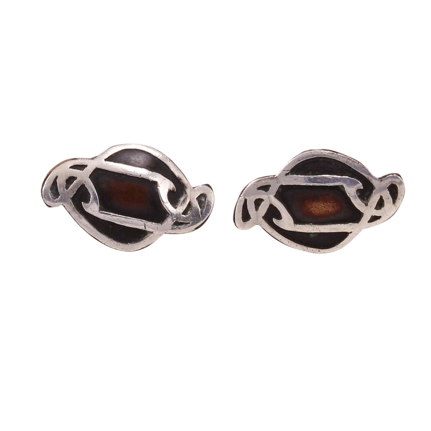 Rare Art & Crafts Heintz Copper and Sterling Cufflinks Front