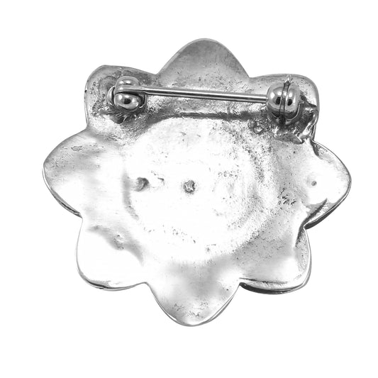 Zuni Sun Face Sterling Vintage Pin Brooch Back