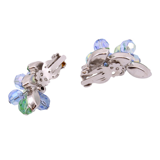 Juliana Sea of Blue and Green Bead and Rhinestone Earrings Back