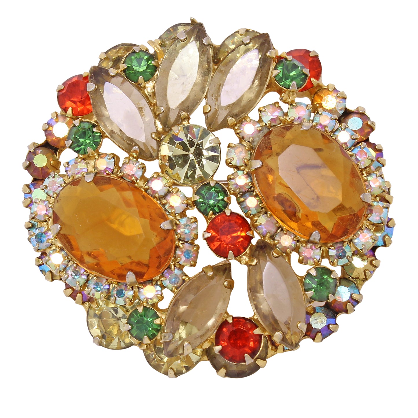 Juliana Citrine Rhinestone Colorful Pin/Brooch Front