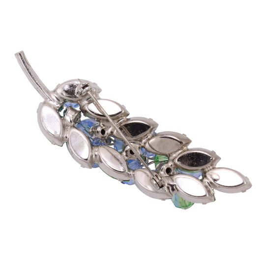 Juliana Sea of Blue and Green Bead and Rhinestone Pin/Brooch Back