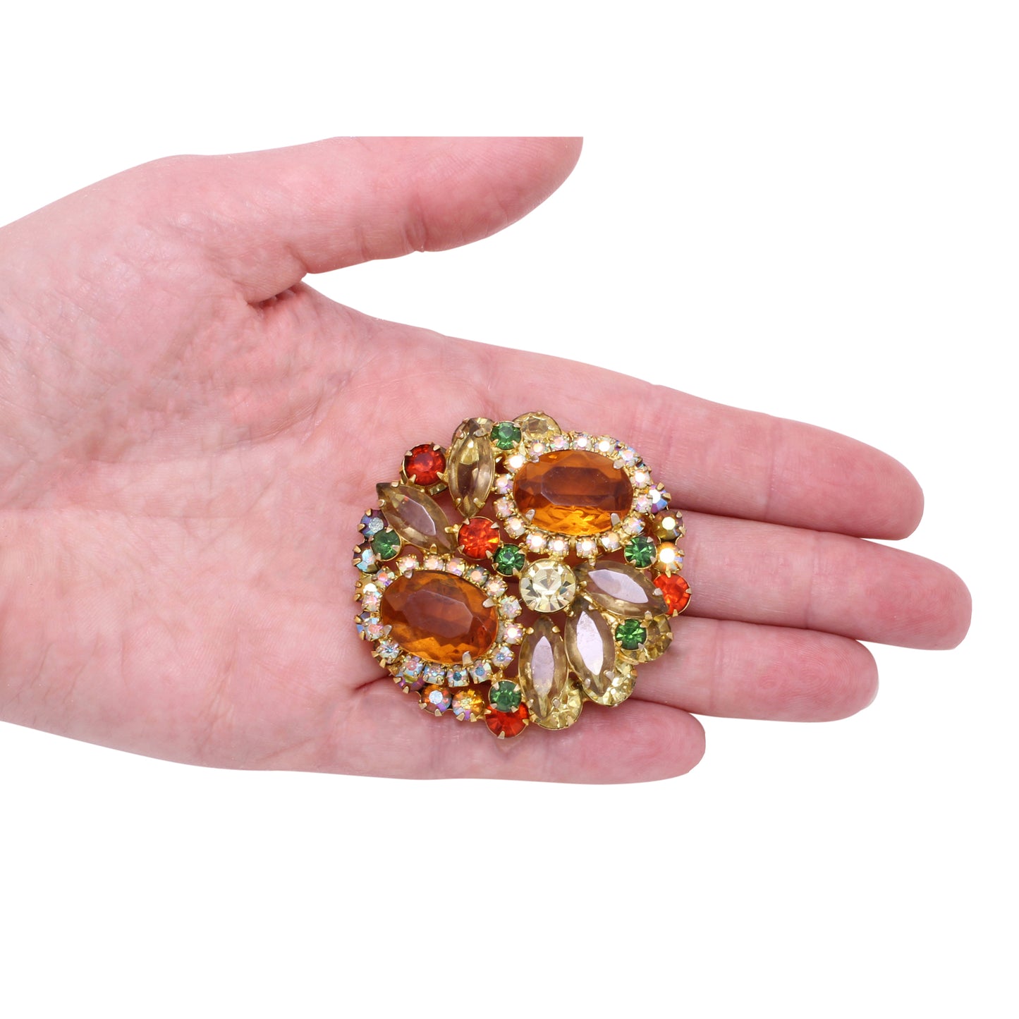 Juliana Citrine Rhinestone Colorful Pin/Brooch Held