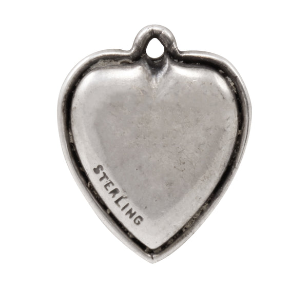 Sterling Bell and Ribbon Puffy Heart Vintage Charm